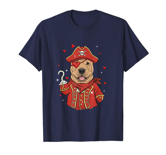 Shar Pei As Pirate Valentine's Day Matching Owner Kids T-Shirt