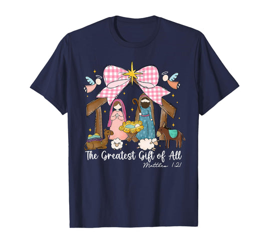 The Greatest Gift of All Nativity Scene Christian Christmas T-Shirt