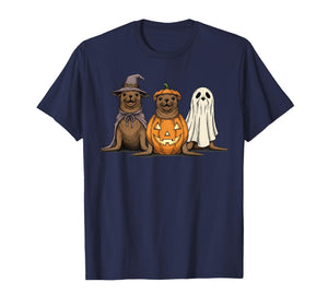 Spooky Sea Lion Lover Pumpkin Halloween Ghost T-Shirt
