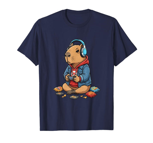 Funny Video Games Capybara Shirt Kids Boys Gamer T-Shirt