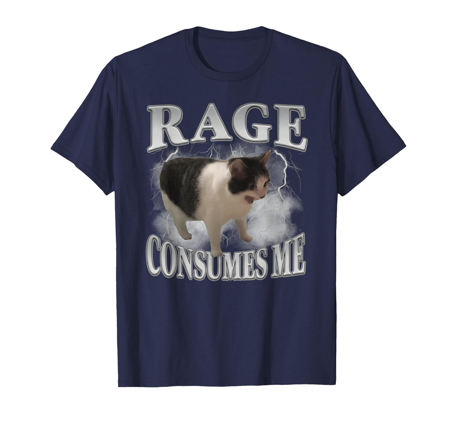 Rage Consumes Me Funny Cat Meme Men Women Novelty T-Shirt