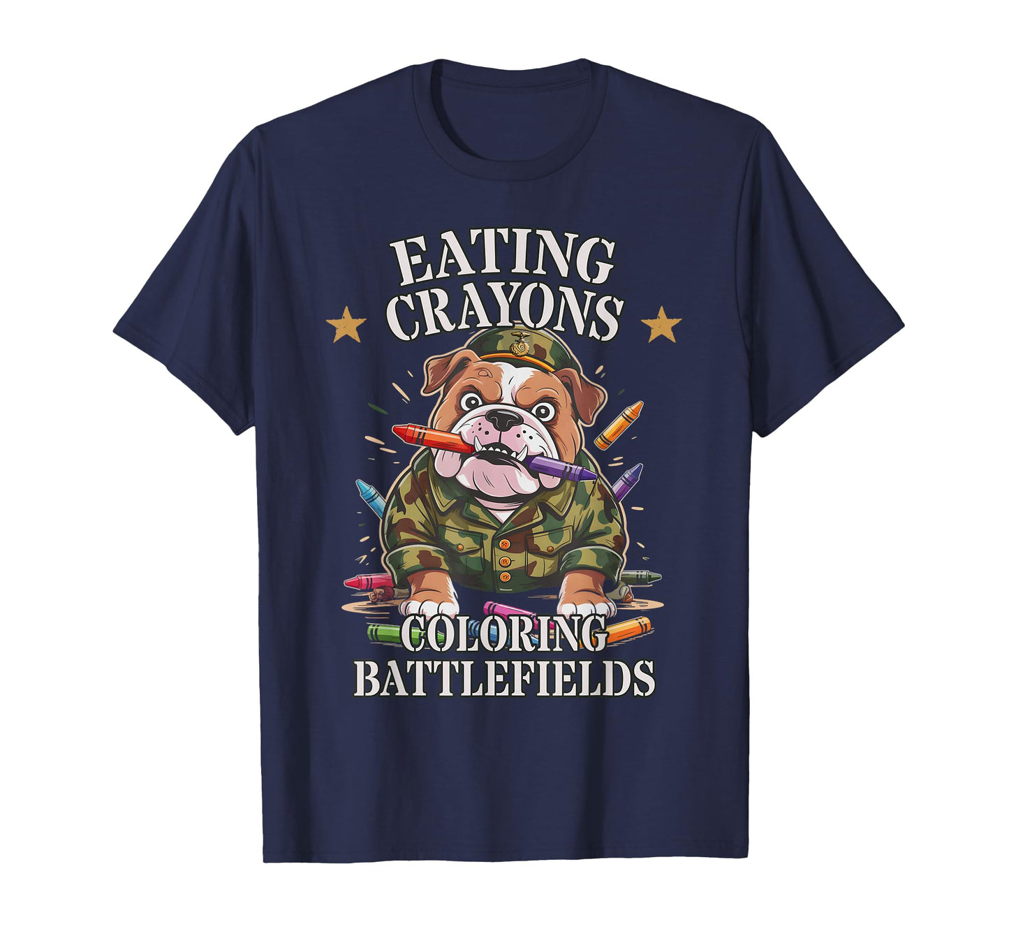 Funny Eating Crayons Coloring BATTLEFIELDS Family Military T-Shirt