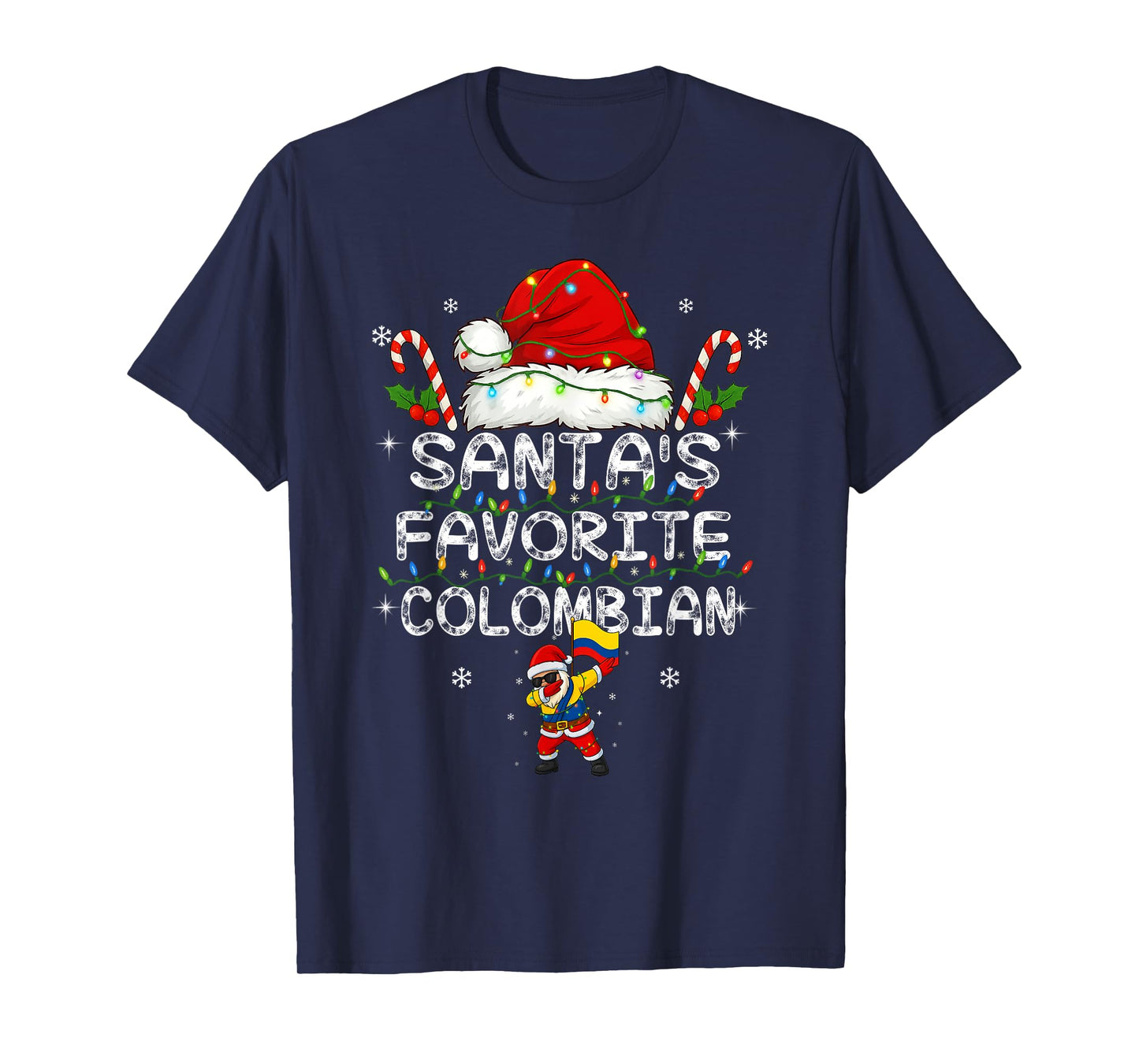Funny Santa's Favorite Colombian Christmas Santa Dab Xmas T-Shirt