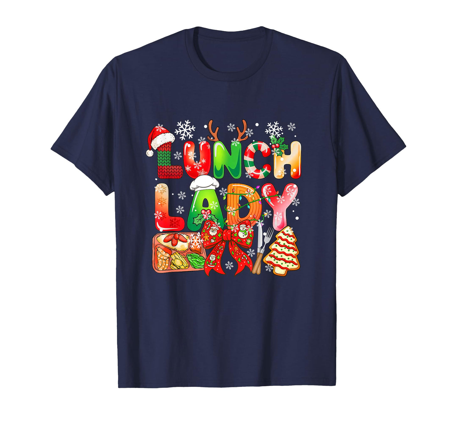 Lunch Lady Job Tools Colorful Costume Bow Tie Xmas Group T-Shirt