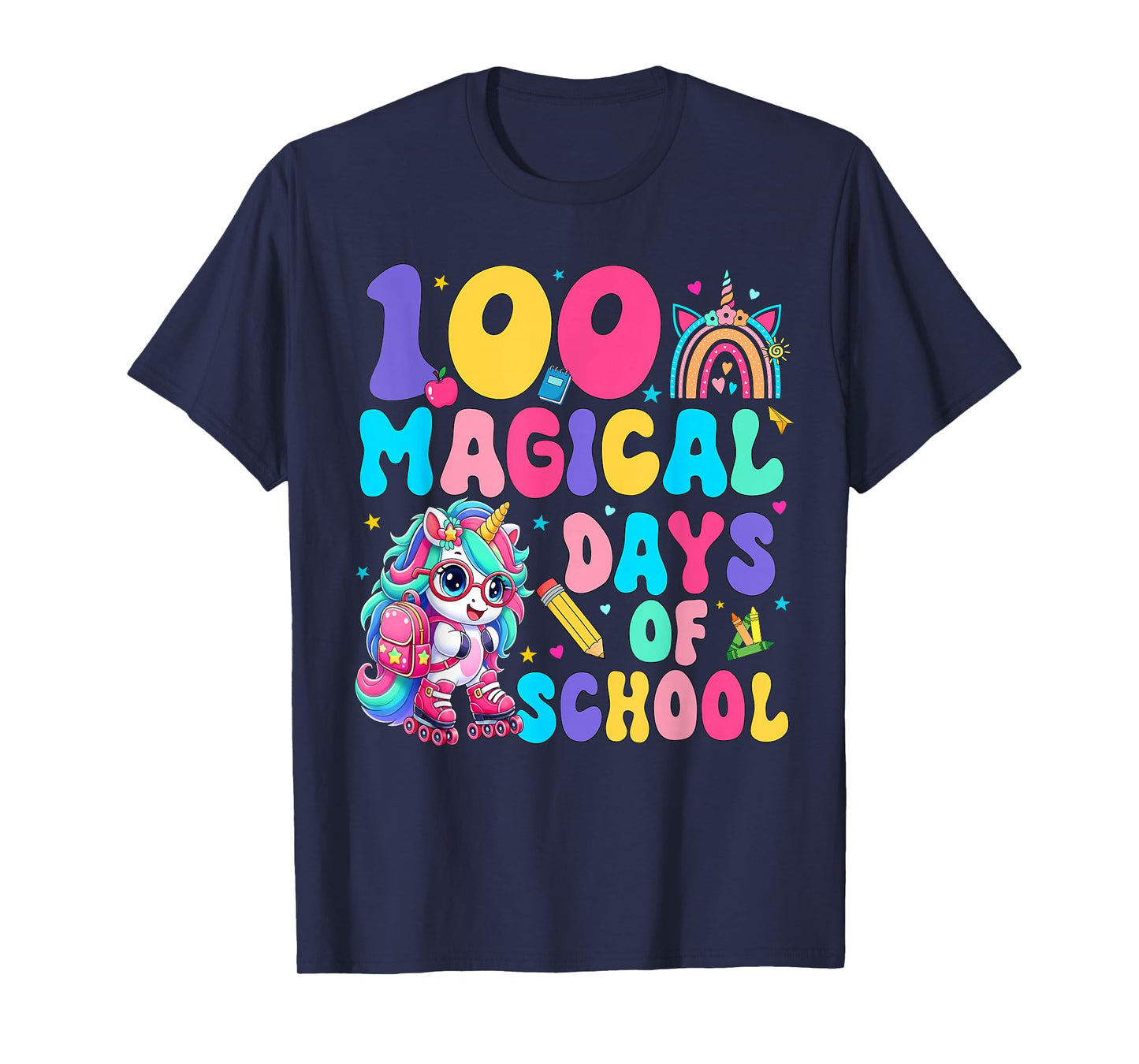 100 Magical Days Unicorn Happy 100th Day of School Girls Kid T-Shirt
