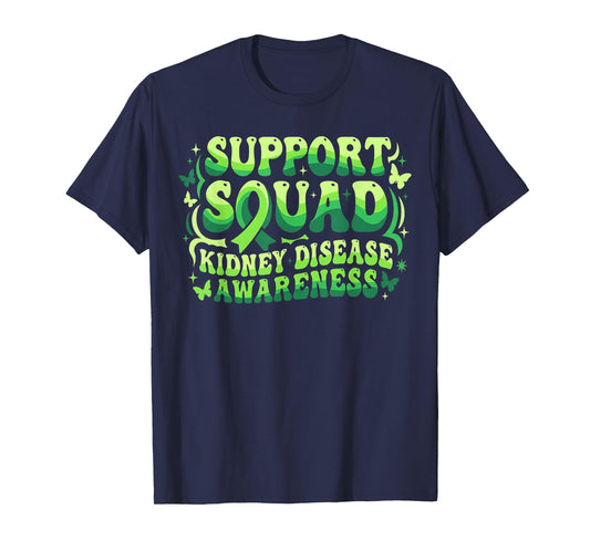 Groovy Support Squad Kidney Disease Awareness Green Ribbon T-Shirt
