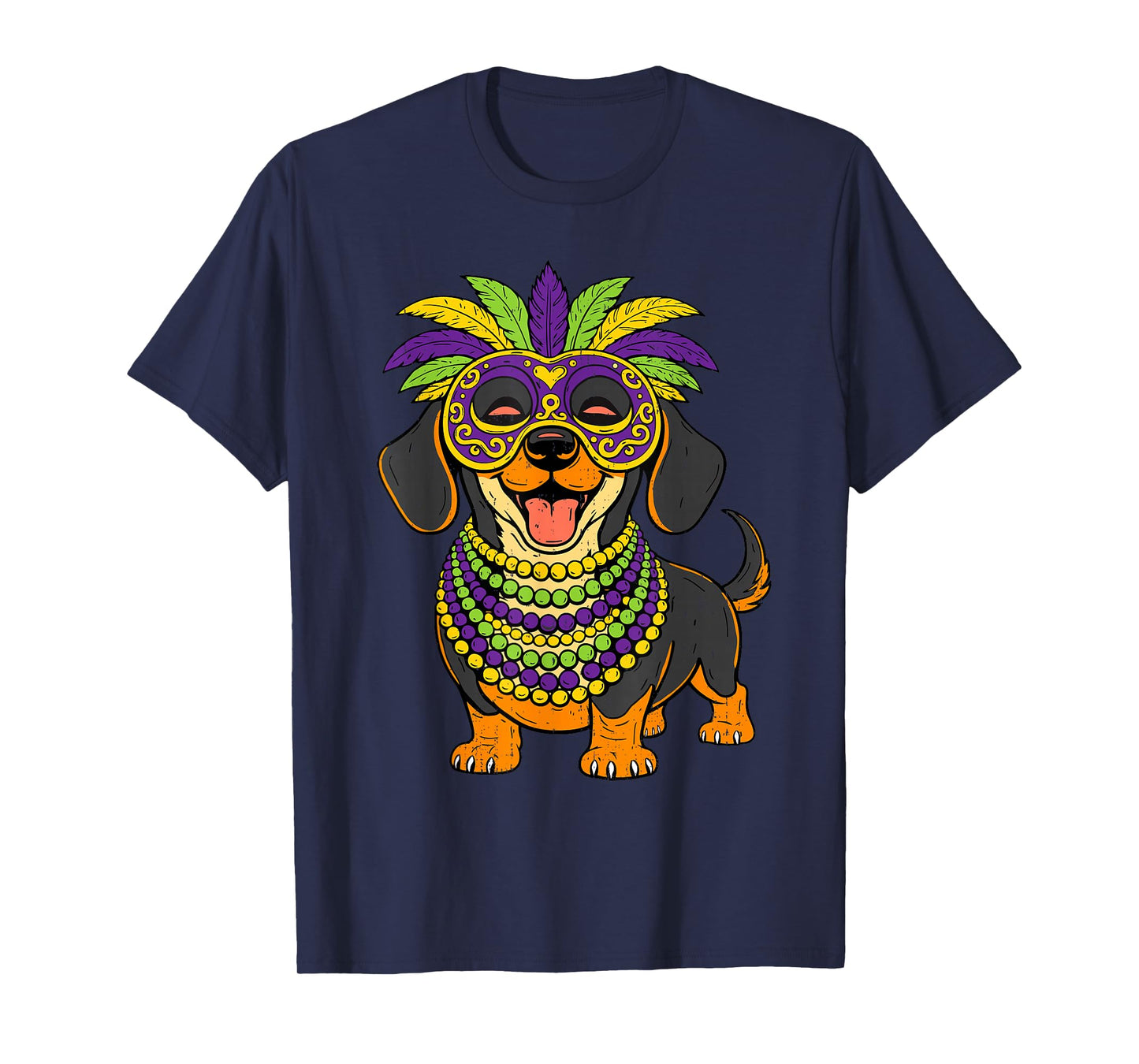 Dachshund Mardi Gras Carnival Jester Beads Dog Lover Pet T-Shirt