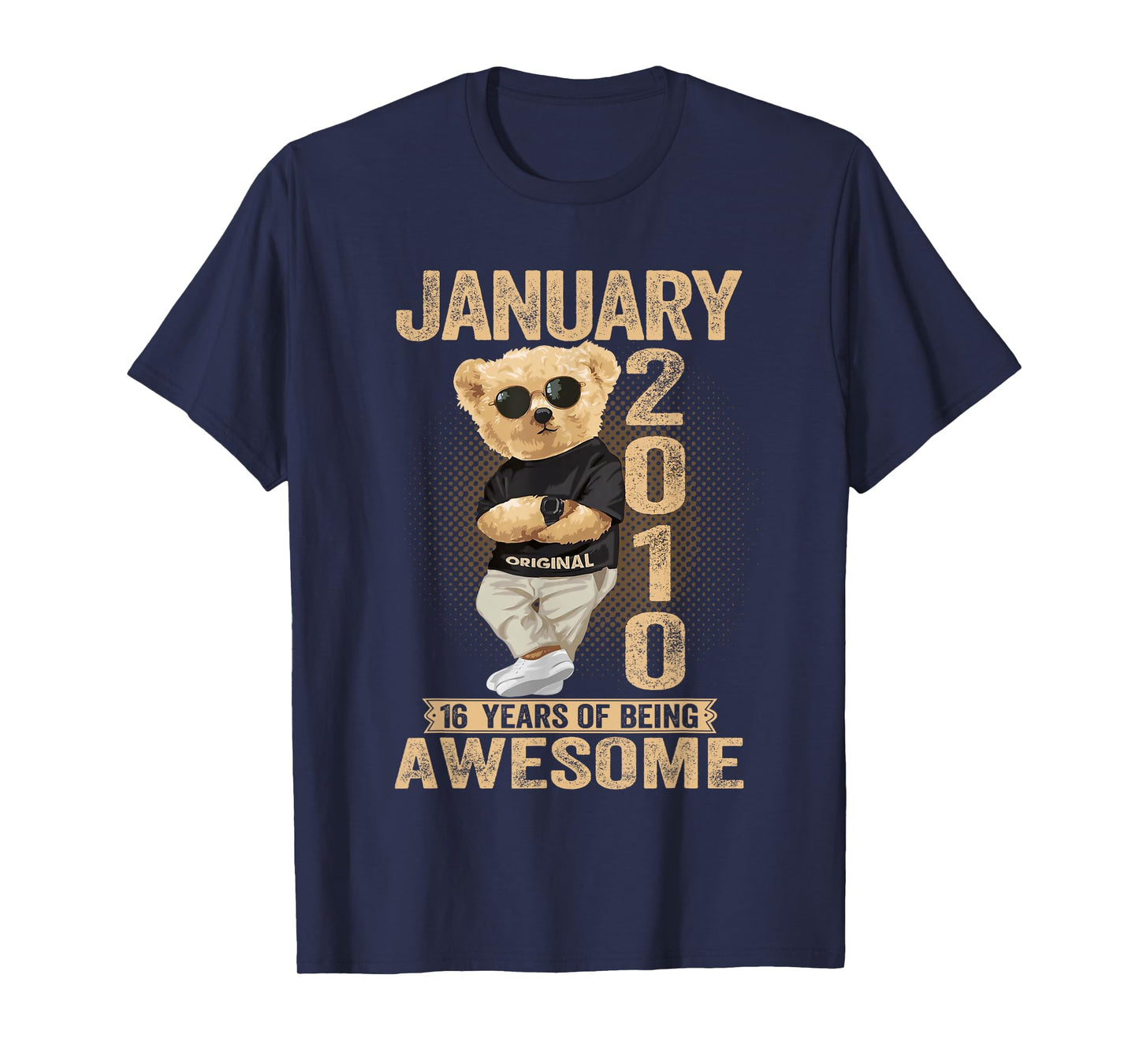 16 Year Old January 2010 Teddy Bear 16th Birthday Men Women T-Shirt