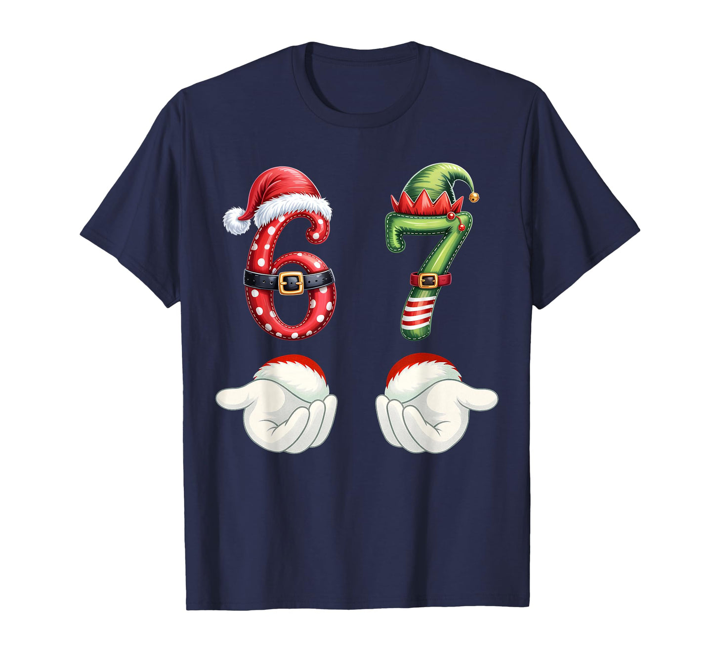 Funny 67 Christmas Pajamas Six Seven Meme 6 7 Elf Santa Xmas T-Shirt