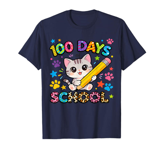 100 Days of School Cute Kitty 100 Days of School Girls Boys T-Shirt