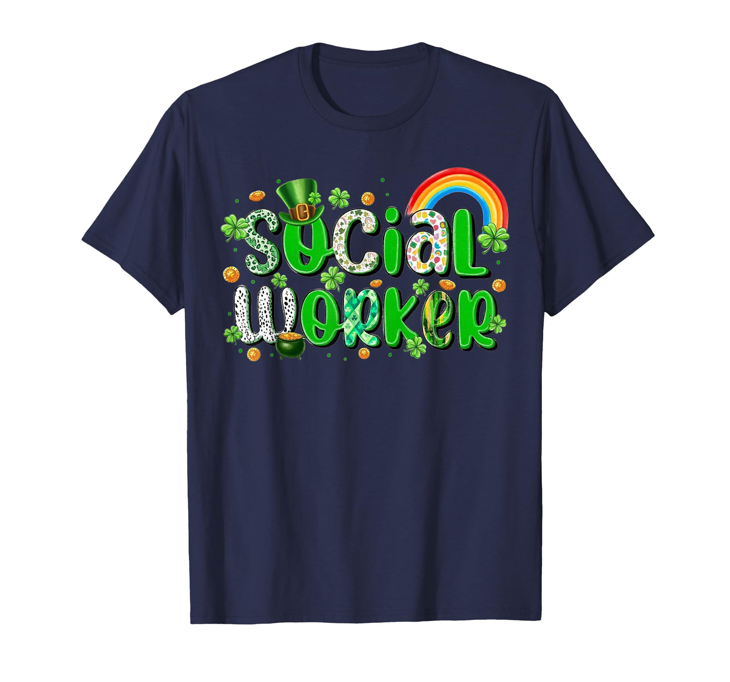 St Patrick's Day Social Worker Lucky Shamrock Office Work T-Shirt