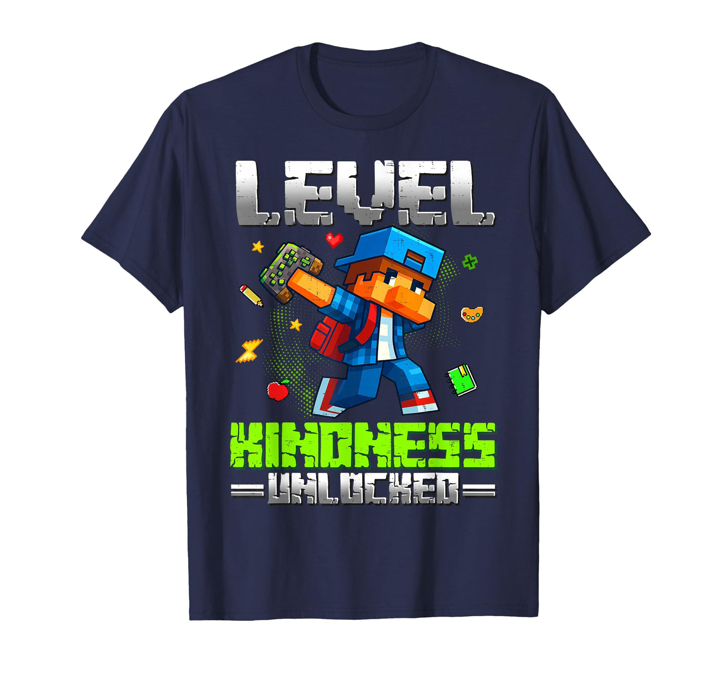Kids Level Kindness Unlocked Game Pixel Boys Inspirational T-Shirt