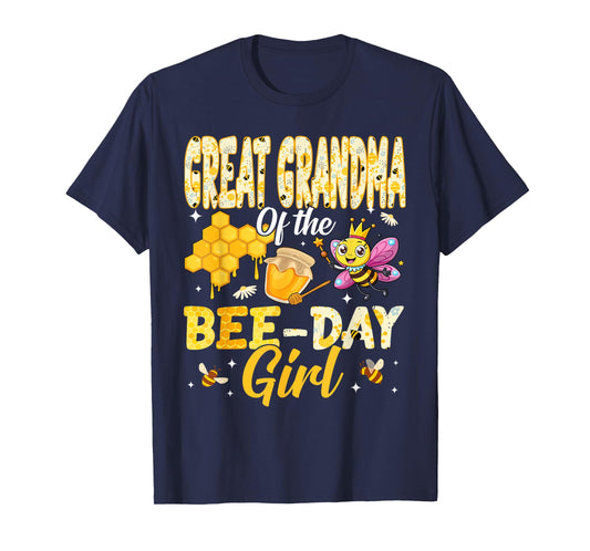 Great Grandma of The Bee Day Girl Birthday Family Matching T-Shirt