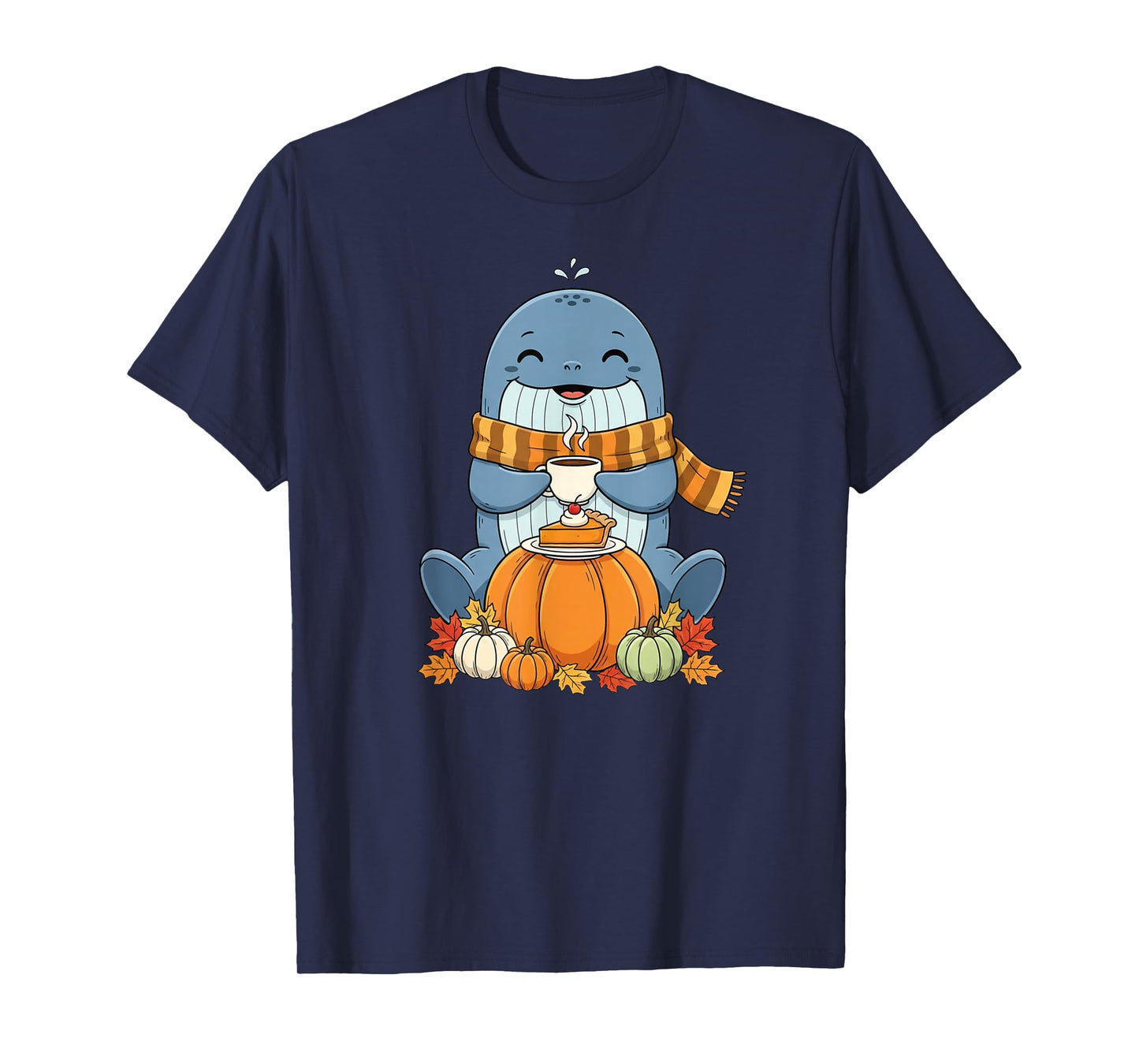 Funny Whale Coffee Autumn Thanksgiving Womens Mens Kids T-Shirt