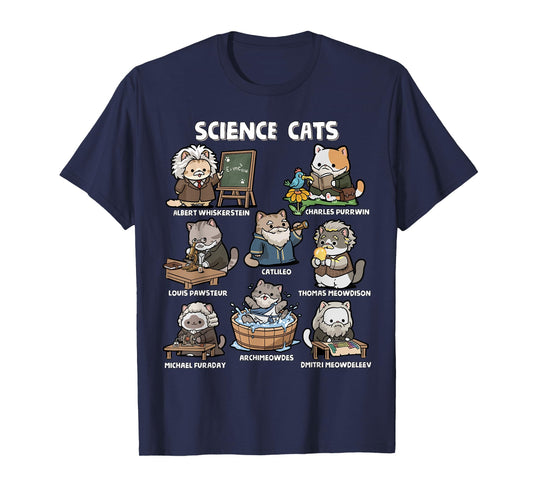 Science Cats Funny Scientist Pun Cat Lover Math Teacher T-Shirt