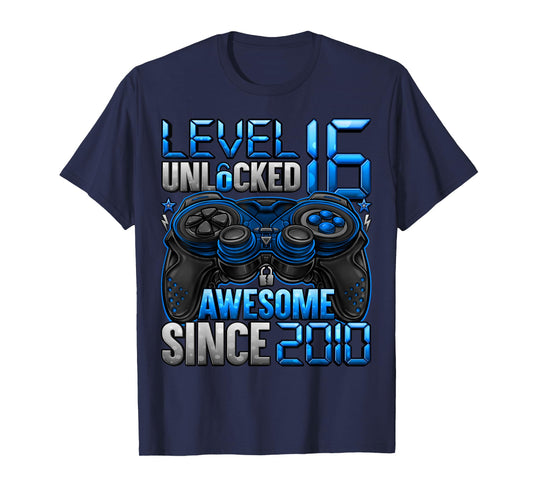 Level 16 Unlocked 16 Year Old Gifts Boys 16th Birthday Boy T-Shirt