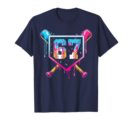 Baseball Drip Number 67 Player Or 67th Birthday Funny Meme T-Shirt
