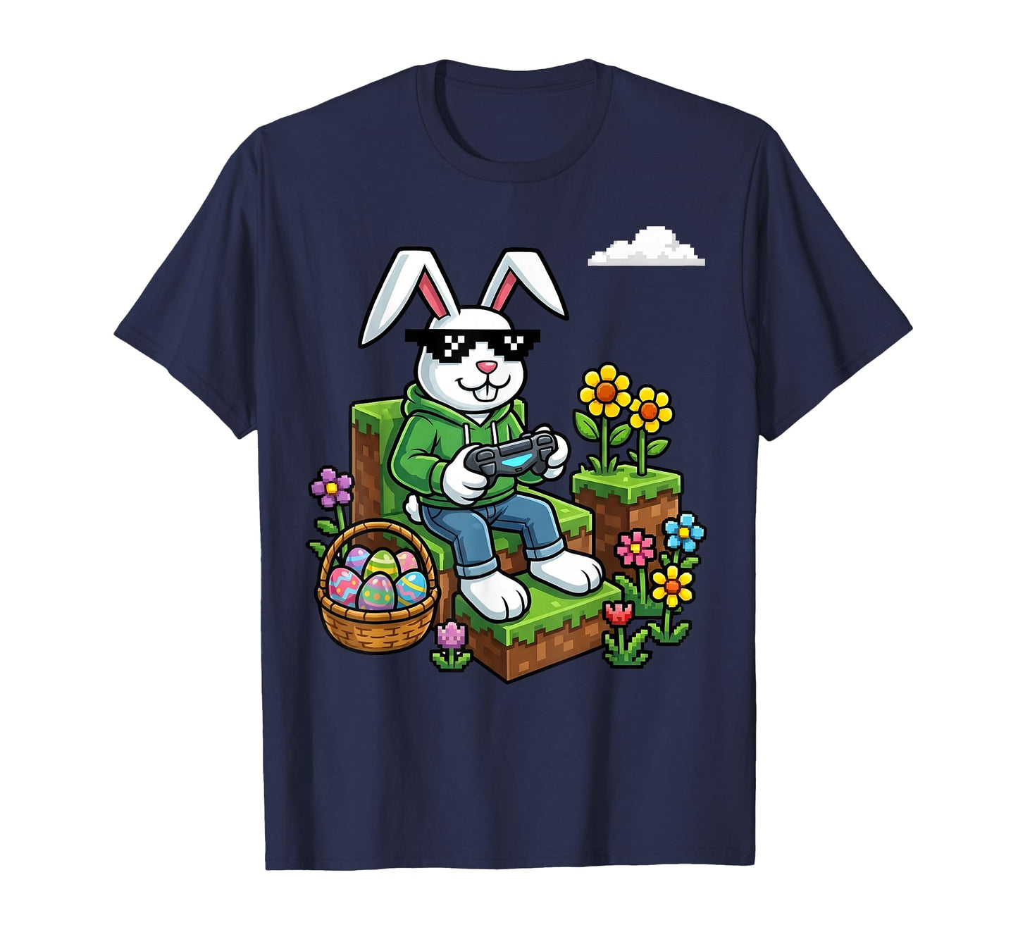 Happy Easter Bunny Egg Video Game Boy Kids Mens Gamer Pixel T-Shirt