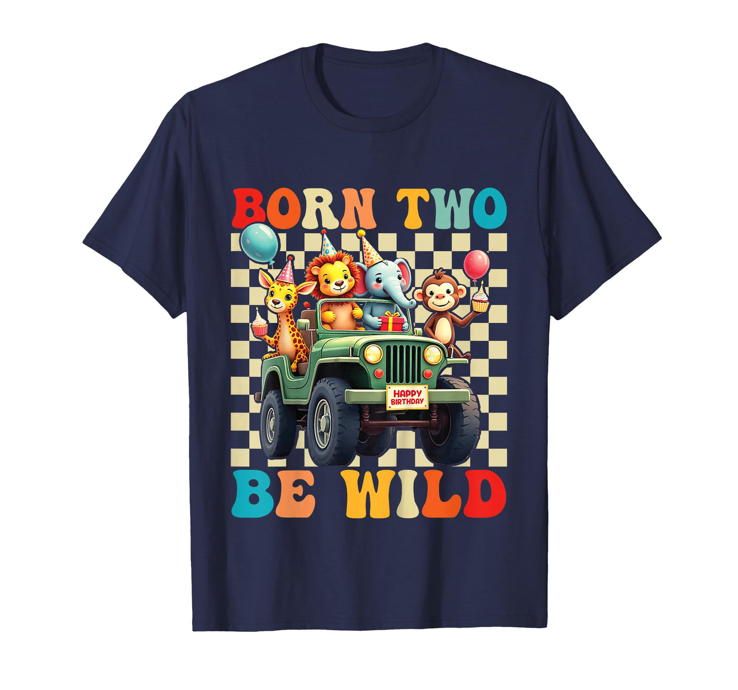 Born Two Be Wild 2nd Birthday 2 Year Old Birthday Zoo Safari T-Shirt