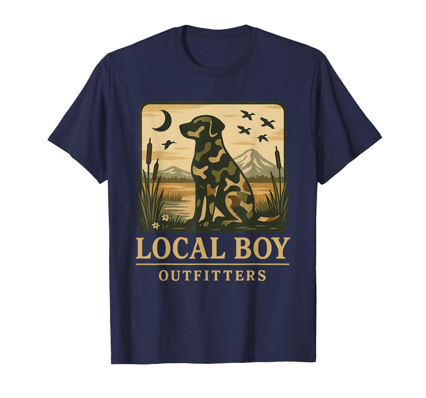 Camo Southern Local Boy Duck Hunting Black Lab Outdoor T-Shirt