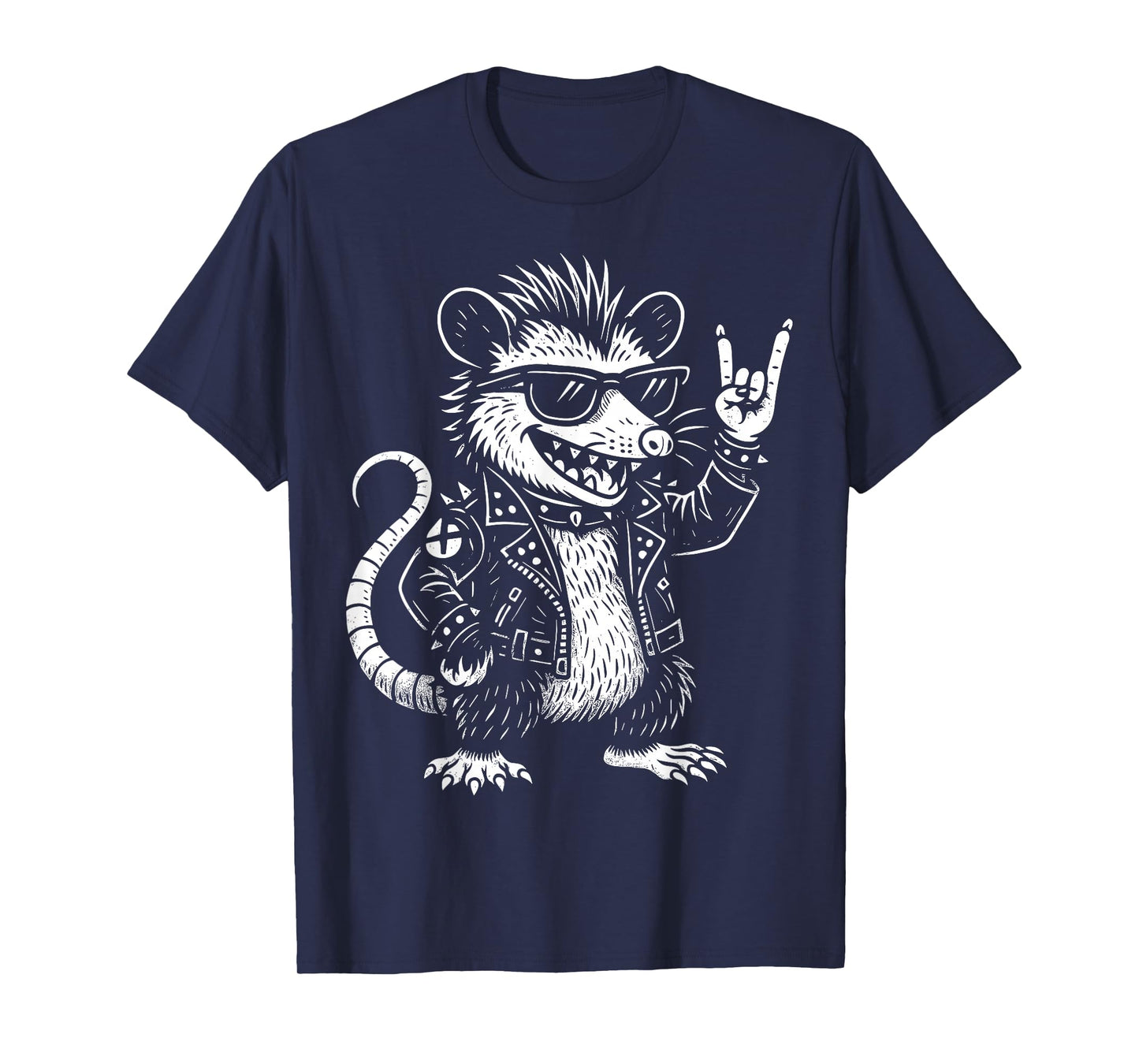 Punk Rocker Possum Funny Rock and Roll Opossum Music Lover T-Shirt