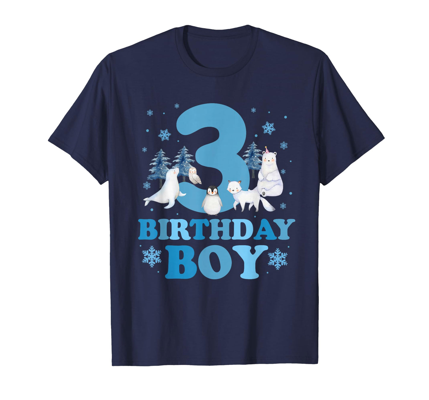 Winter 3rd Birthday Boy Arctic Animals 3 Year Old Birthday T-Shirt