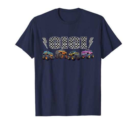 Gigi Retro Monster Truck Family Crew Birthday Matching T-Shirt