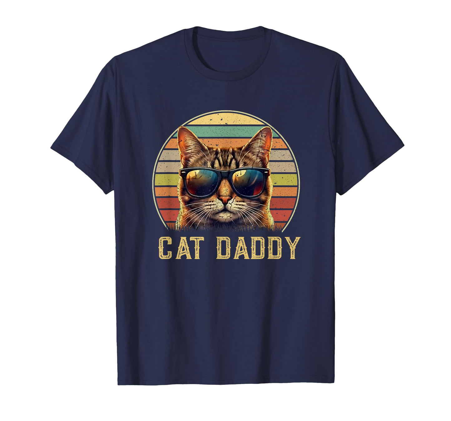 Cat Daddy Retro 70s 80s Black Cat Men Funny Cat Dad Gifts T-Shirt