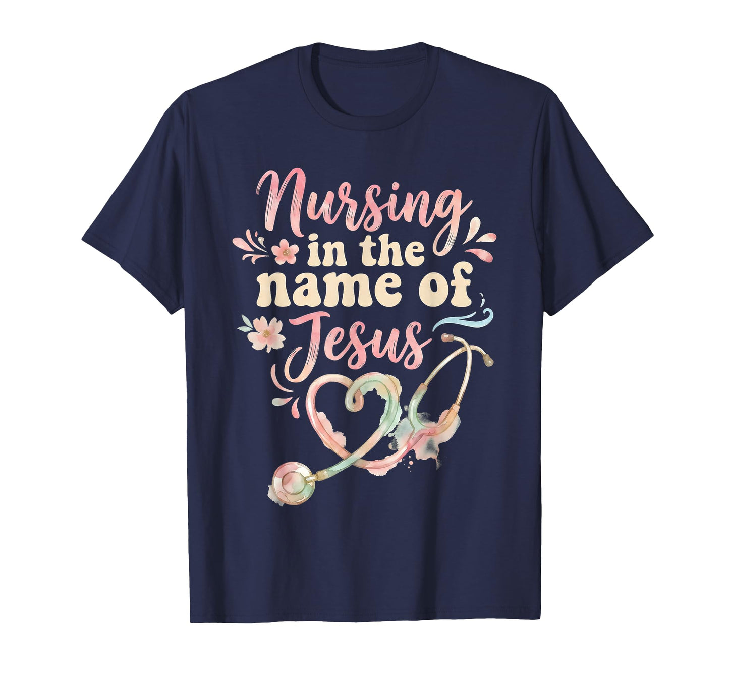 Nursing in The Name of Jesus Christian Nurse T-Shirt