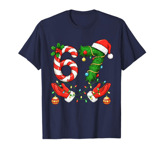 Trending Six Seven Meme Christmas 67 Santa Funny Christmas T-Shirt