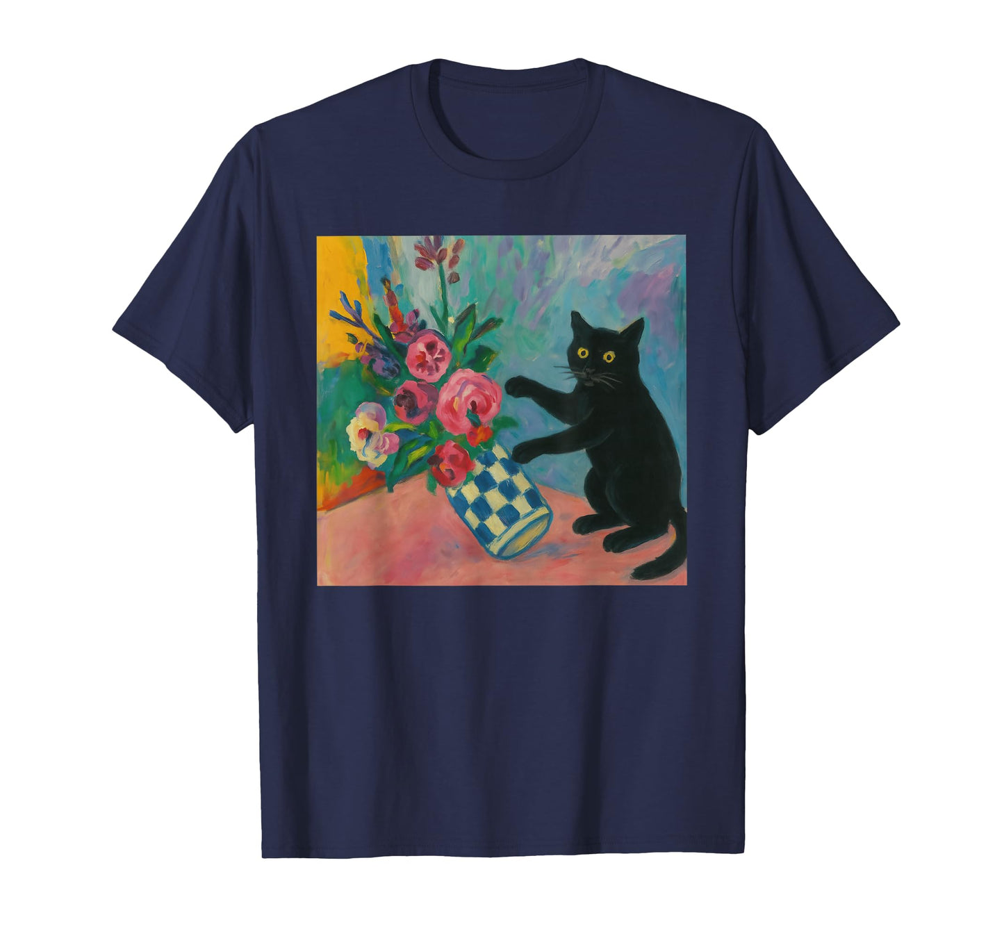 Funny Cat Matisse Black Cat Art Kitty Lover Men Women T-Shirt