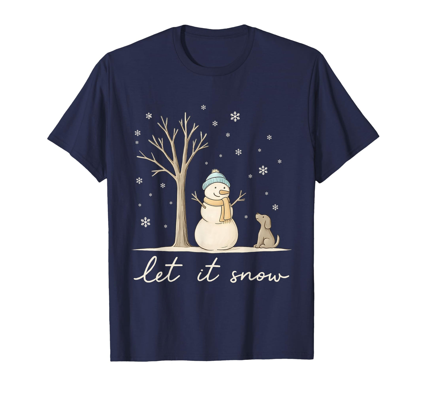 Let It Snow Christmas Snowman Winter Christmas Dog Lovers T-Shirt