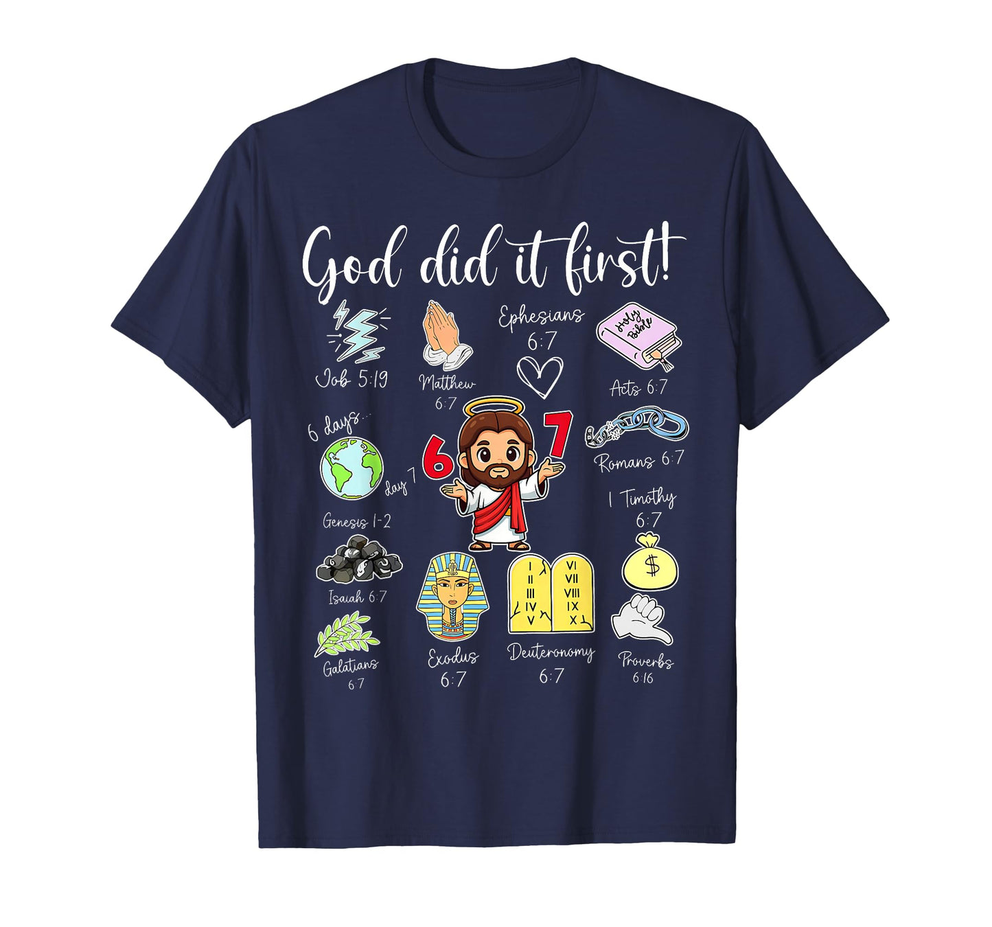 Funny God Did It First 67 Meme Jesus Christian Bible Kids T-Shirt