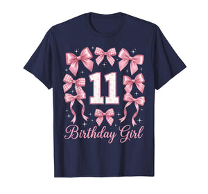 11th Birthday Shirt for Girls Coquette Bow 11 Year Old T-Shirt