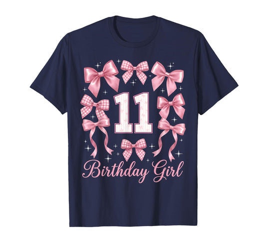 11th Birthday Shirt for Girls Coquette Bow 11 Year Old T-Shirt