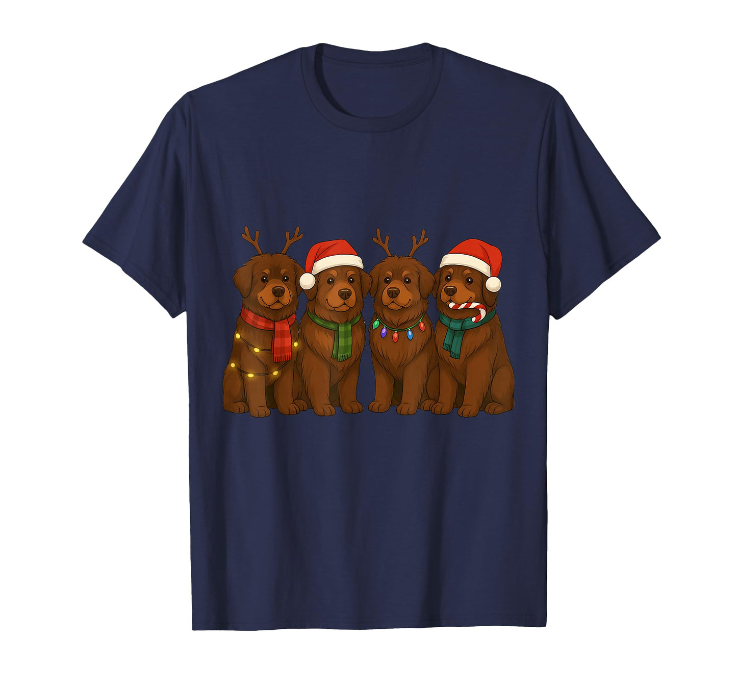 Newfoundland Santa Hat Tee Dog Merry Christmas T-Shirt