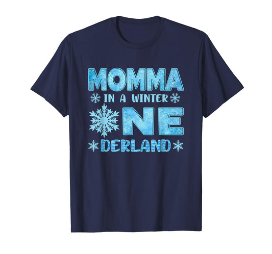 Momma in A Winter Onederland Bday Girl Sweet Snowflake T-Shirt