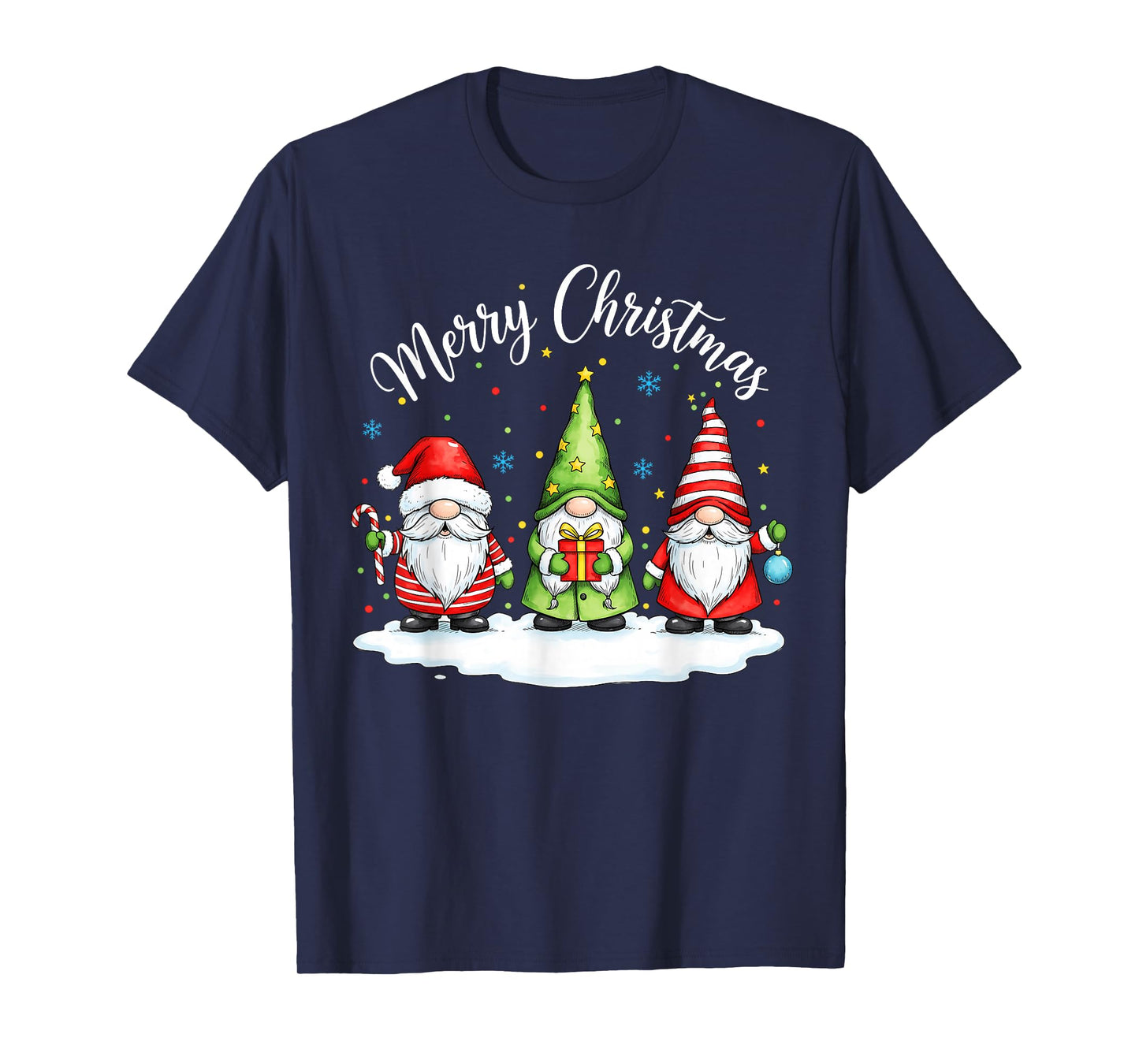 Funny Christmas Cute Gnome Santa Family Matching Pajamas T-Shirt
