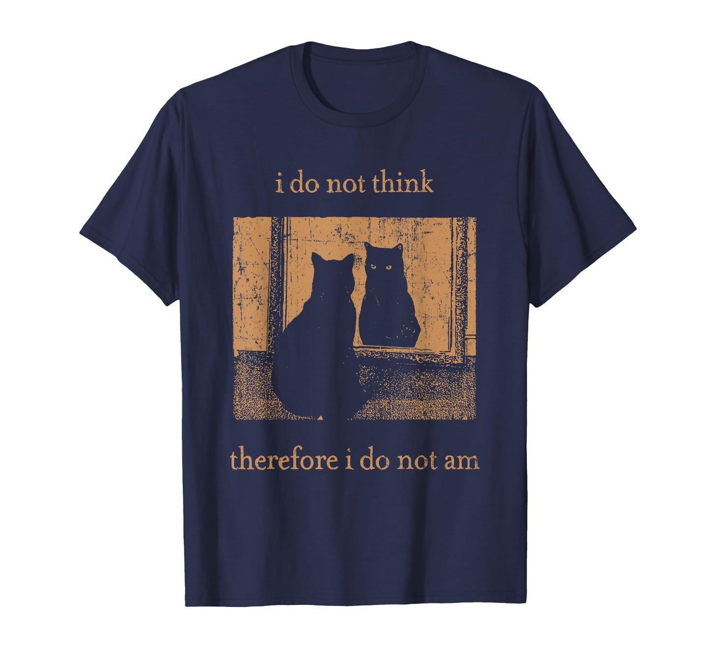 I Do Not Think Therefore I Do Not Am Retro Goth Funny Cat T-Shirt