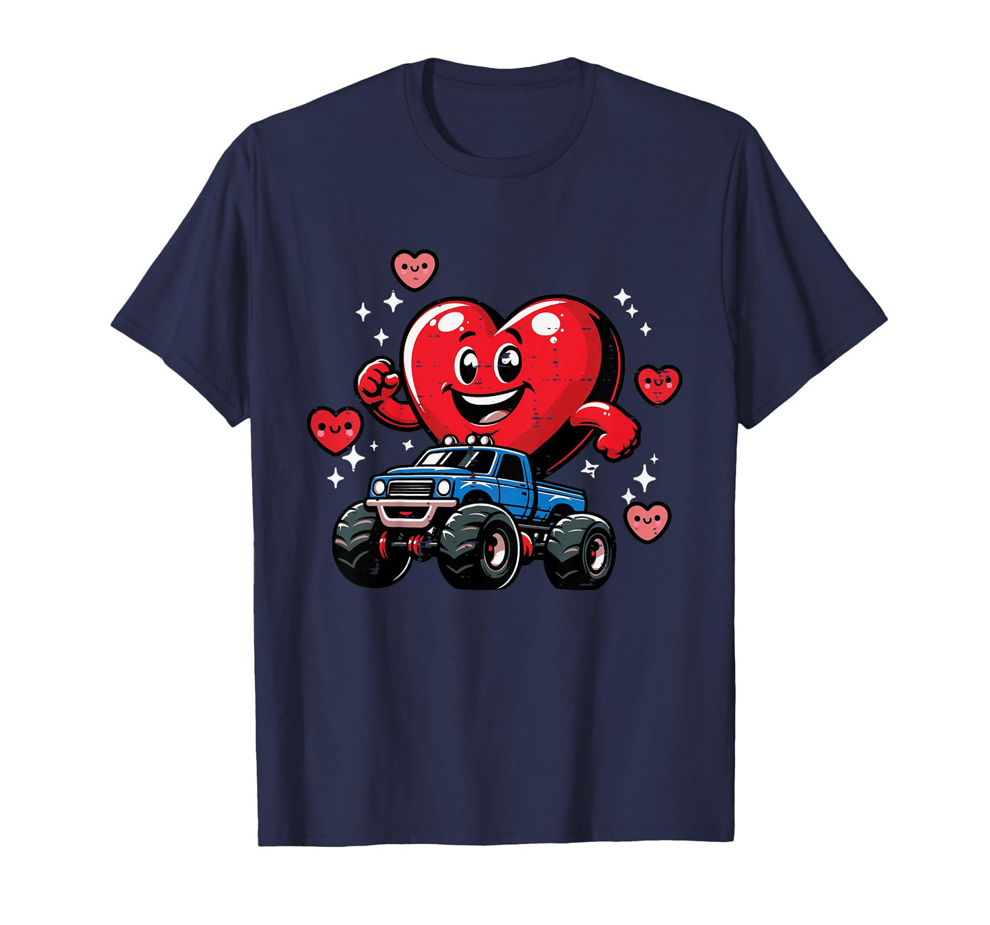 Kids Valentines Day Heart On Monster Truck Cute Toddler Boys Kids T-Shirt