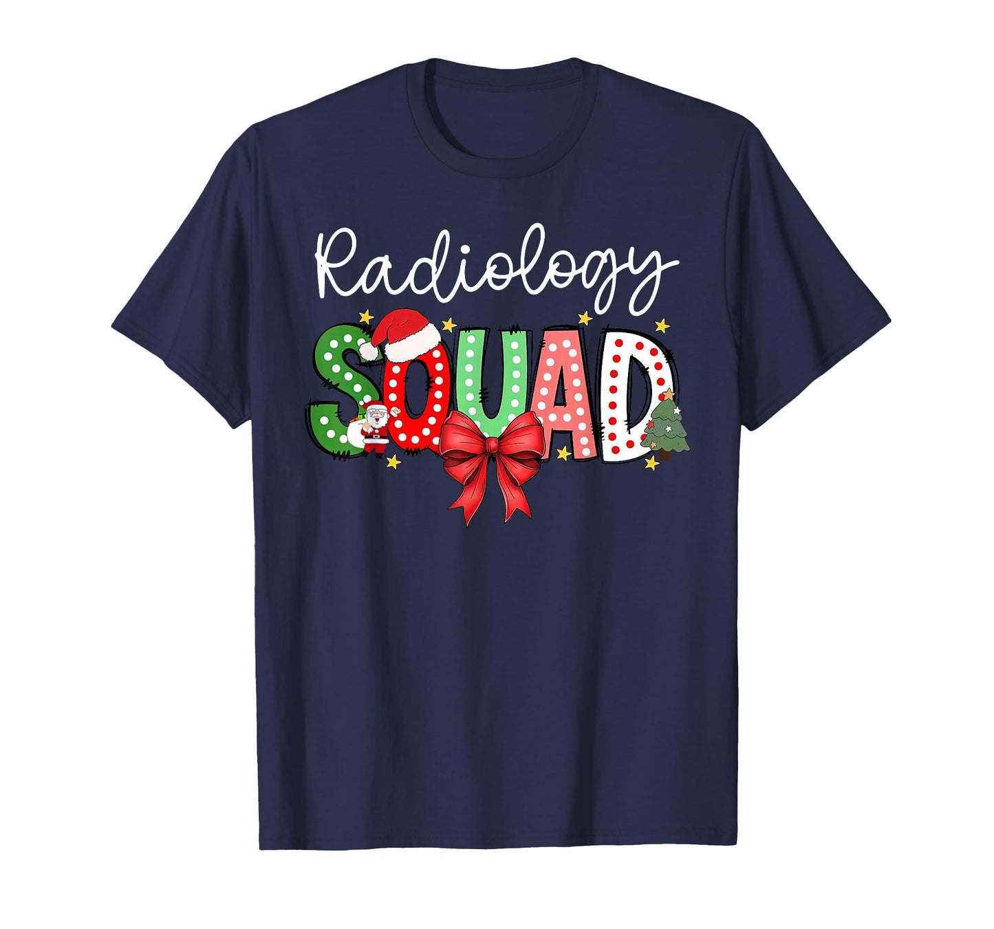 Radiology Squad Santa Christmas Coquette Bow X-ray Rad Tech T-Shirt