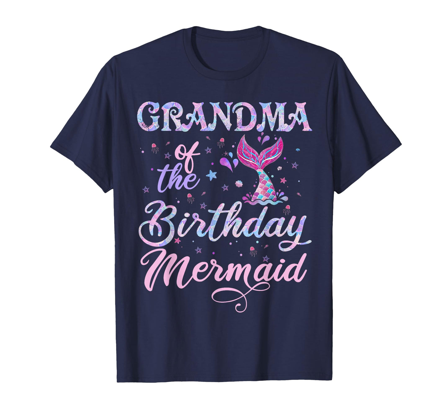 Funny Bday Family Matching Grandma of The Birthday Mermaid T-Shirt