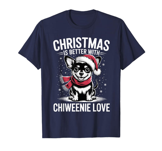 Cute Xmas Puppy Dog Christmas is Better with Chiweenie Love T-Shirt