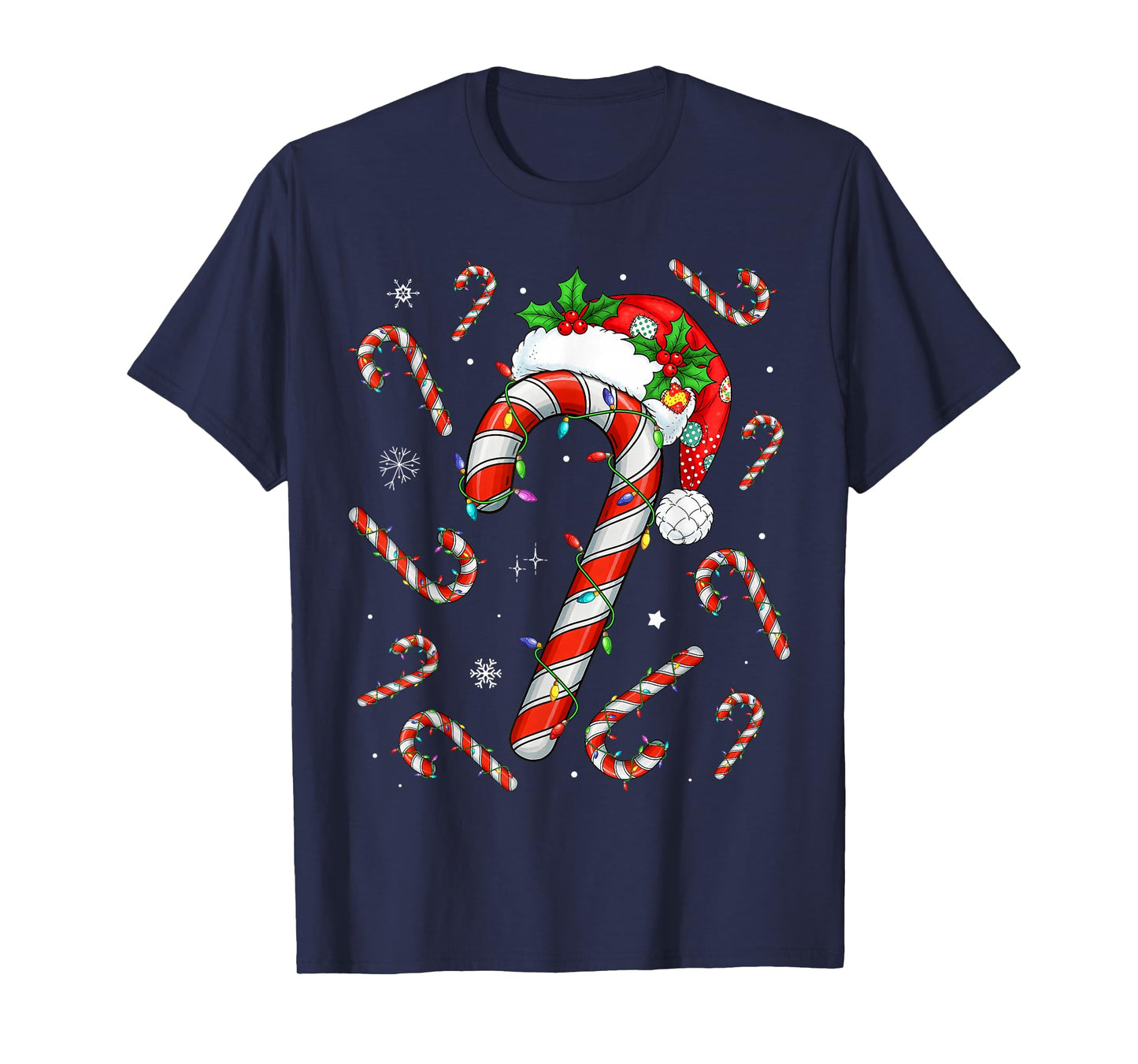 Christmas Candy Cane Santa Xmas Kids Toddler Youth Women Men T-Shirt