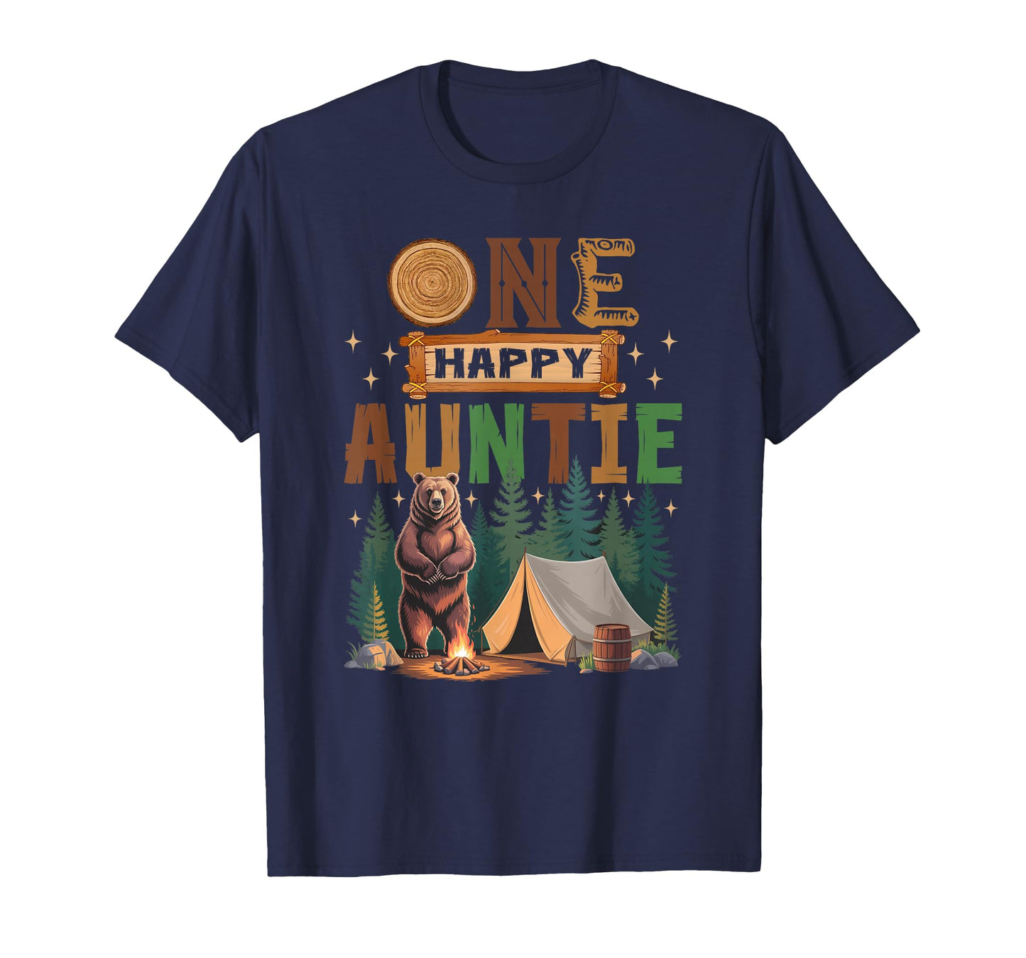 One Happy Auntie Camper 1St Birthday Camping Bear T-Shirt
