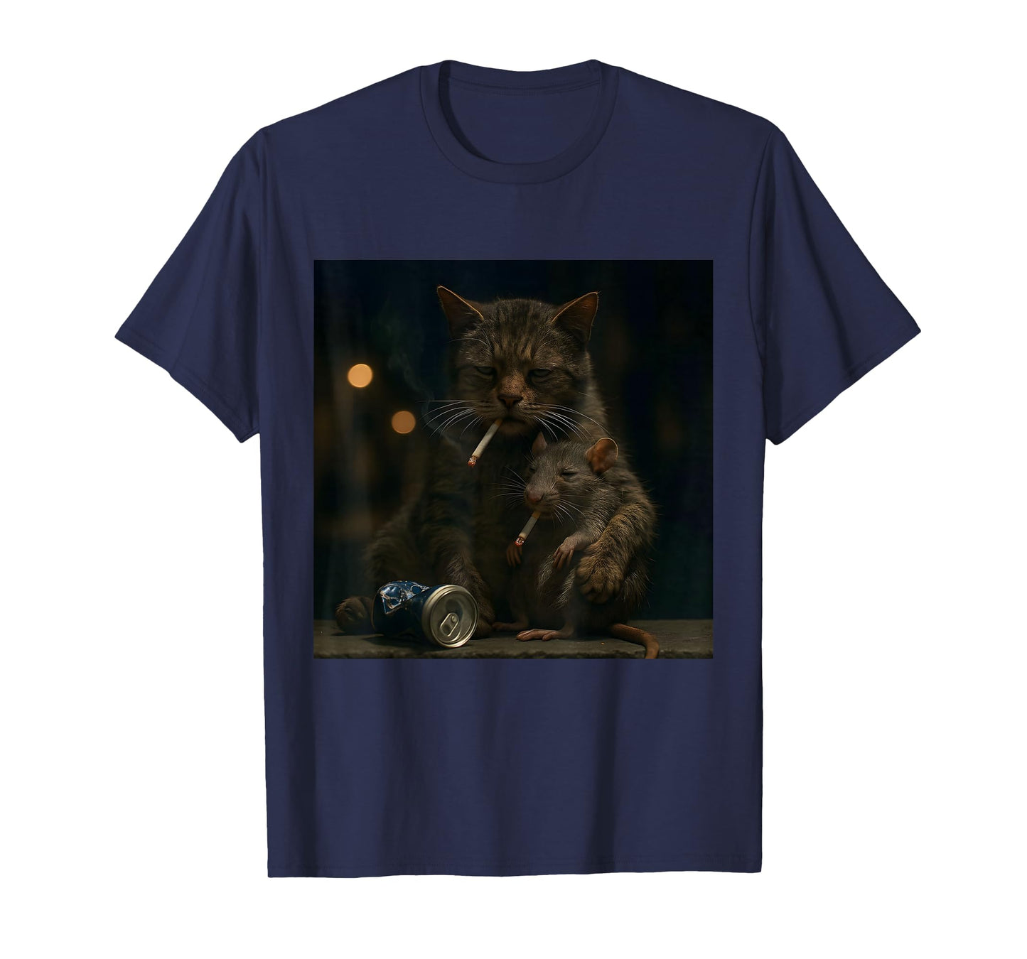 Cat Smoking with Rat Funny Meme Cat T-Shirt