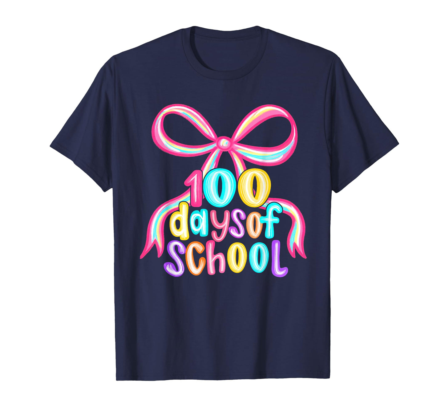 100 Days of School Bow 100 Days Smarter Teacher Girls Kids T-Shirt