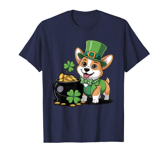 Cute Corgi Dog Shamrock Women Men Kids St Patrick's Day T-Shirt