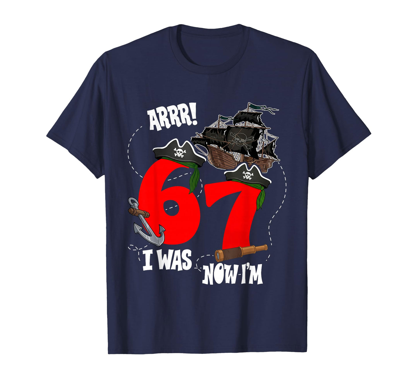 Kids Arrr I was 6 Now I'm 7 Pirate Theme 7th Birthday Boys T-Shirt