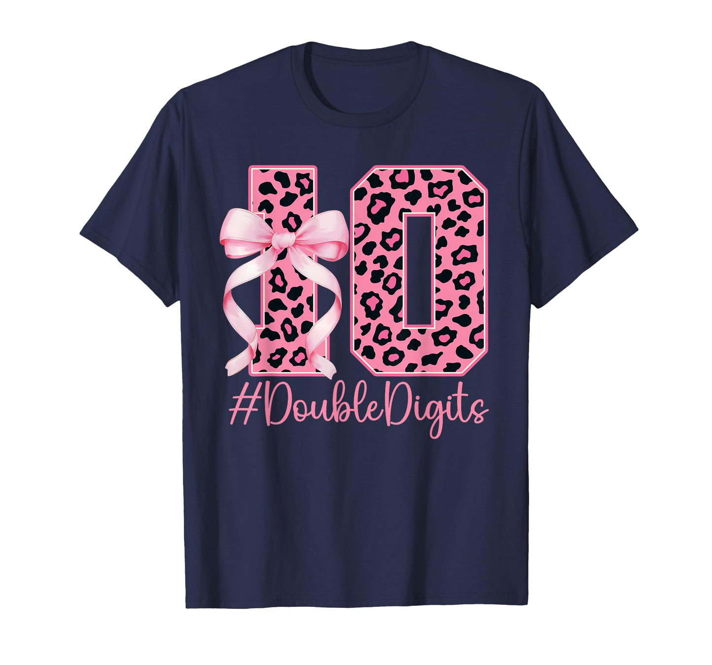 10th Birthday Girl Pink Leopard Coquette Bow 10 Year Old T-Shirt